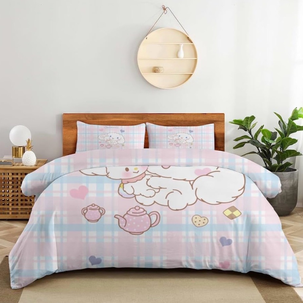 TWIN SIZE Cinnamoroll 3-Piece Bedding Set with 1 Duvet Cover and 2 Pillowcases